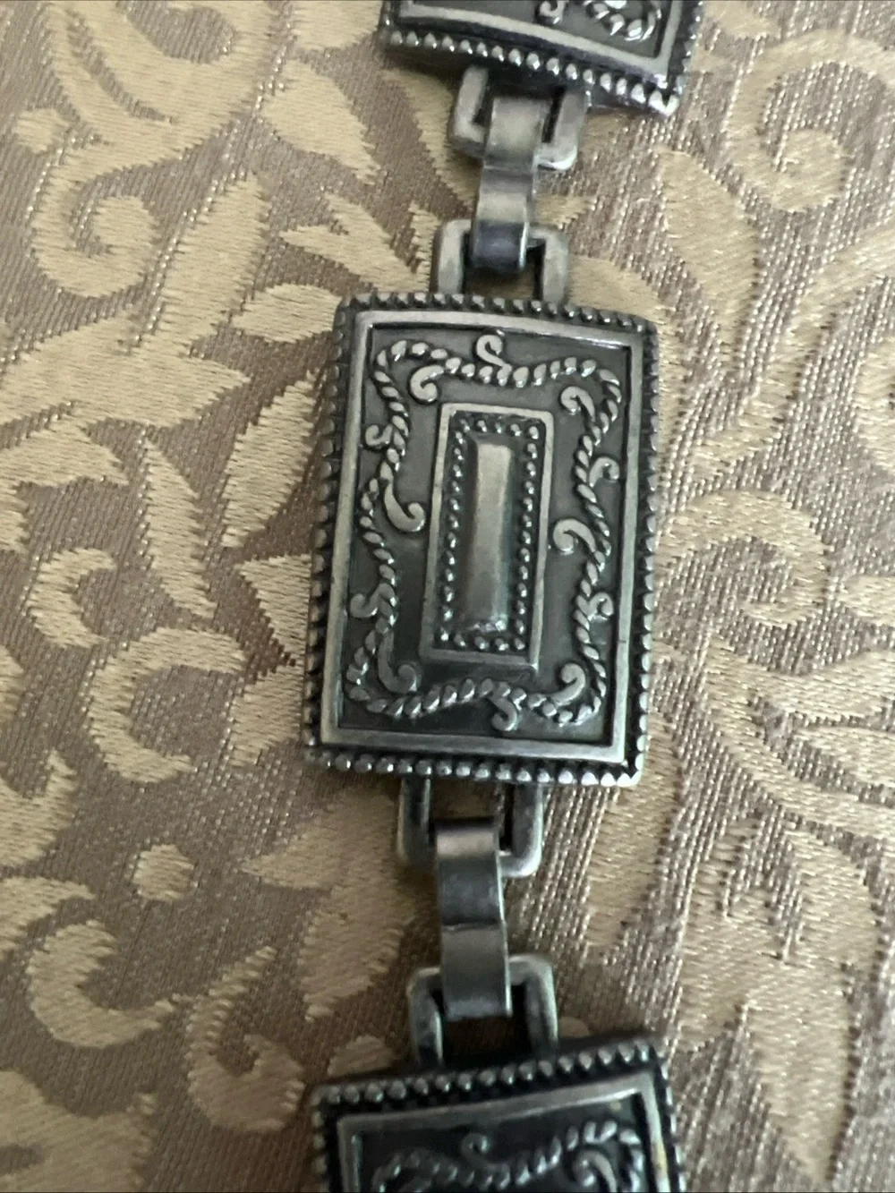 Vintage Chain Belt Silver Tone With Beautiful Design 34” Inches Western Boho
